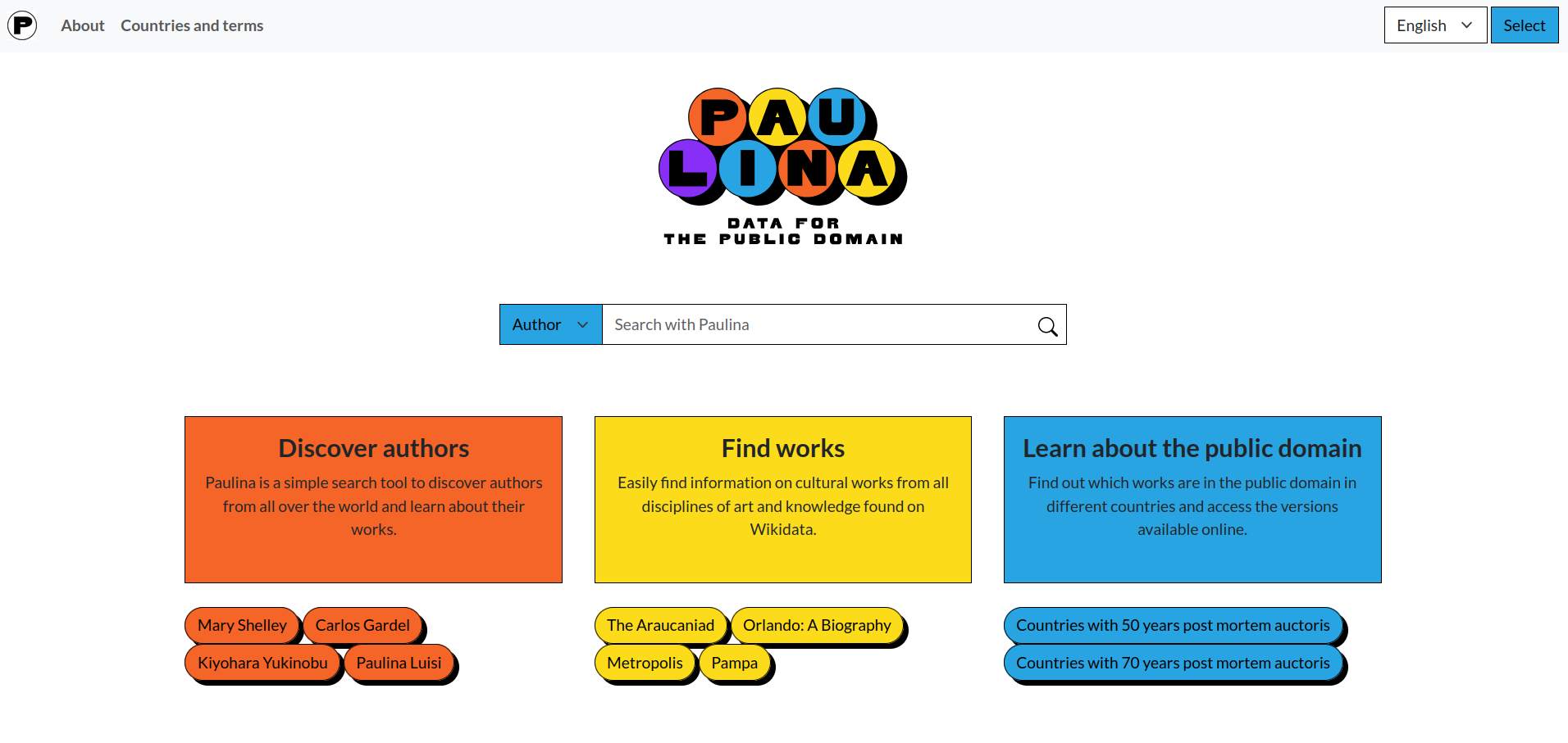 Imagem de referência relacionada a Paulina, item descrito como aplicação web baseada no Wikidata para obtenção de informação sobre património cultural e domínio público