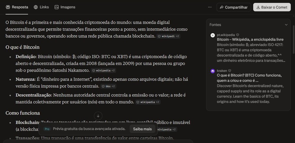 Perplexity é uma IA focada na pesquisa de fontes — Foto: Diedrich Bader/TechTudo