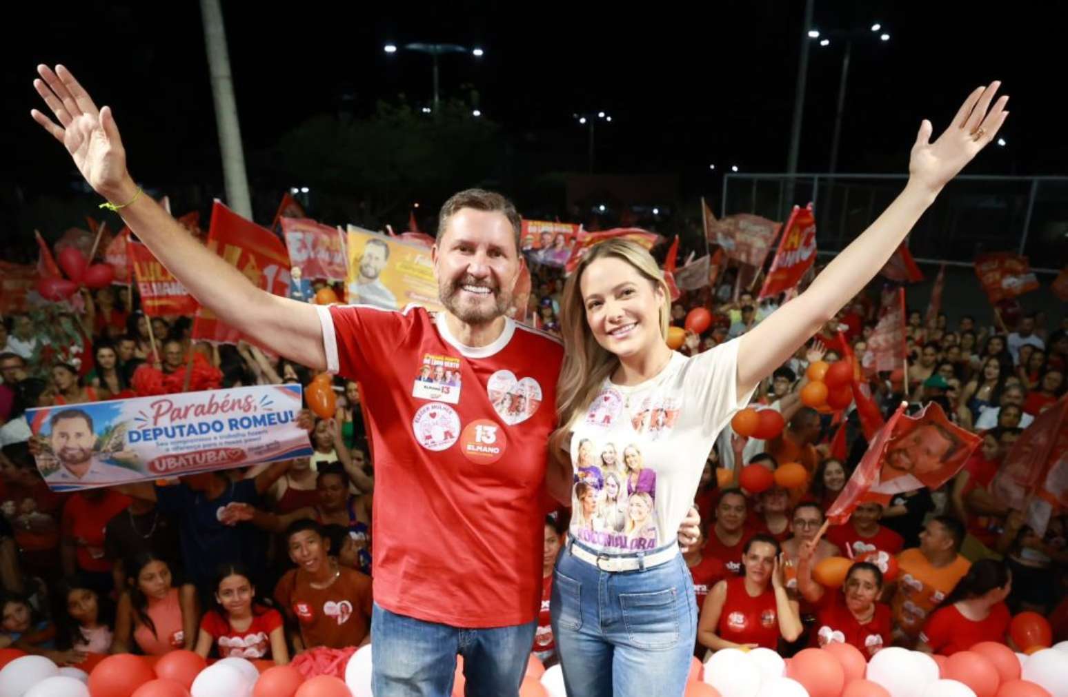 Romeu Aldigueri (PSB), reeleito deputado estadual, e Tainah Marinho (PSB), reeleita deputada federal pelo Ceará