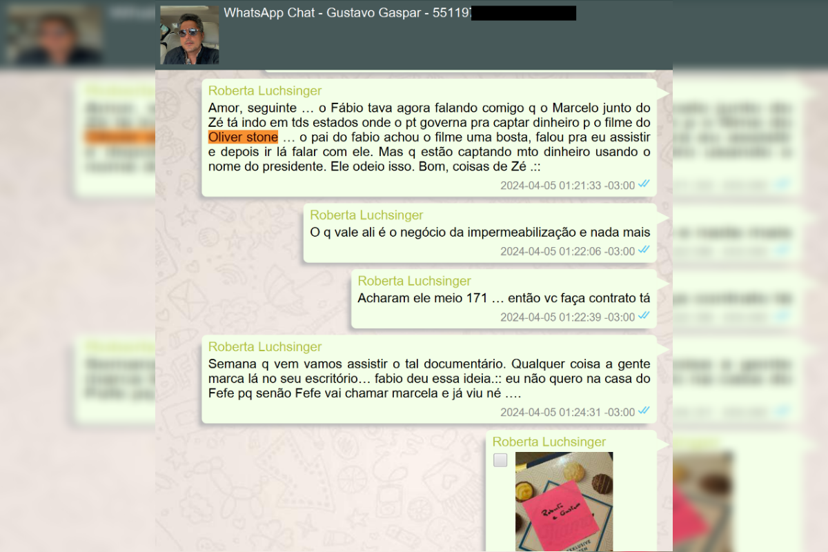 Mensagem de Roberta Luchsinger sobre filme de Lula