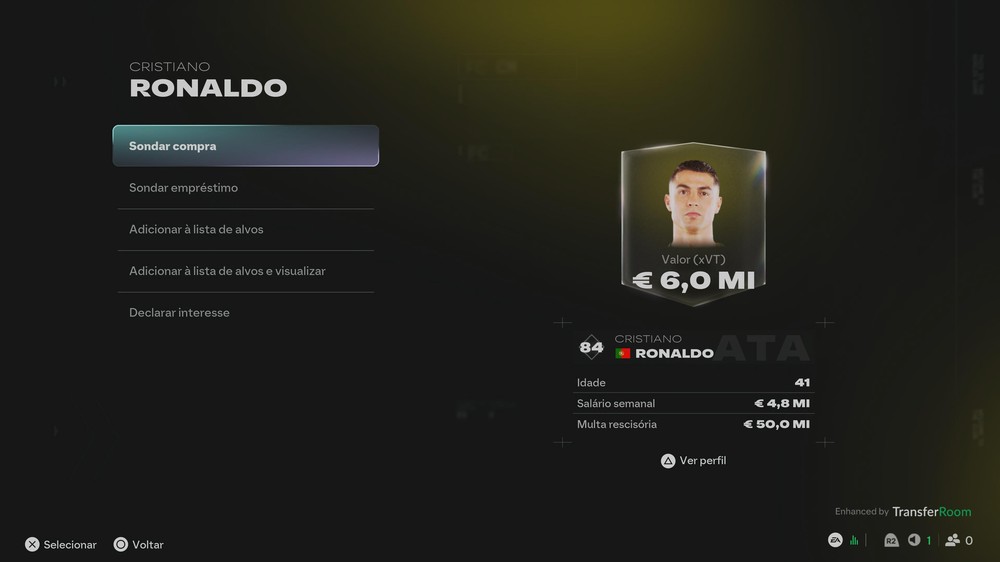 Cristiano Ronaldo pode ser controlado uma última vez na primeira temporada do Modo Carreira do EA FC 27 — Foto: Reprodução/Filipe Curitiba