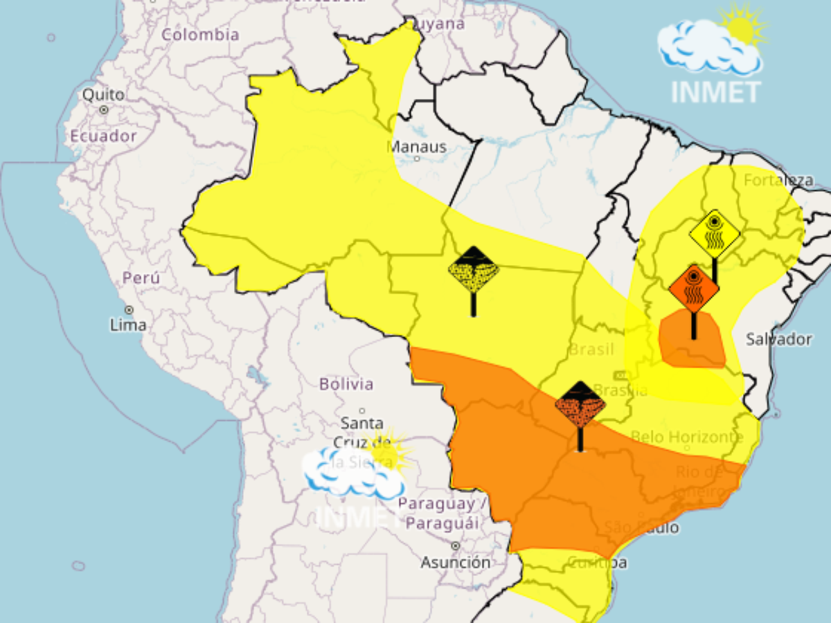 Alerta laranja de tempestade: Inmet prevê chuva forte e ventos em 6 estados