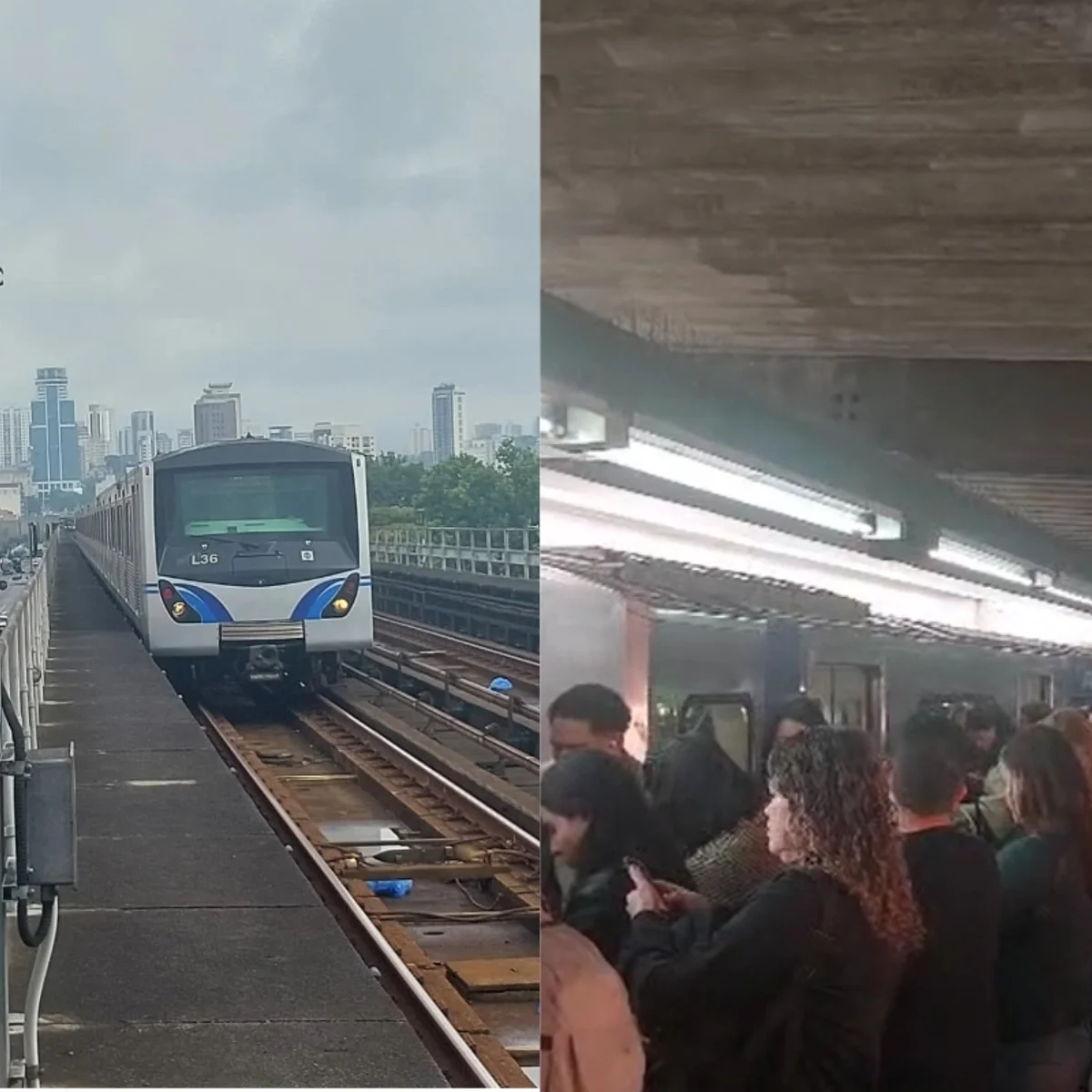 Falha na Linha-Azul do Metrô causa fila de trens e acúmulo de passageiros