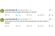 Pavanato diz nas redes sociais que não aceitará derrota e ameaça Zanin