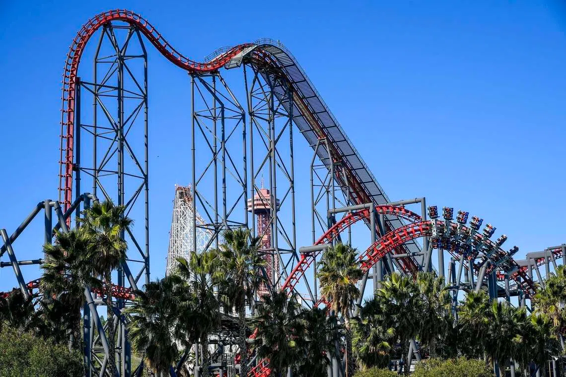 The X2 at Six Flags Magic Mountain features precipitous drops and jarring twists that have thrilled millions of riders over two decades.