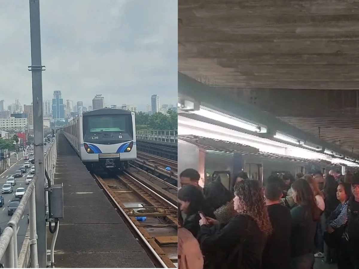 Falha na Linha-Azul do Metrô causa fila de trens e acúmulo de passageiros