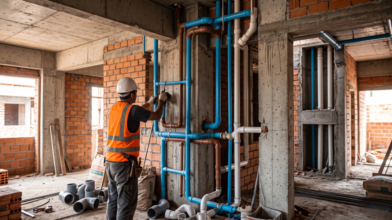 Construir dois banheiros lado a lado pode reduzir parte do custo hidráulico porque tubulações ficam concentradas em uma área menor da casa