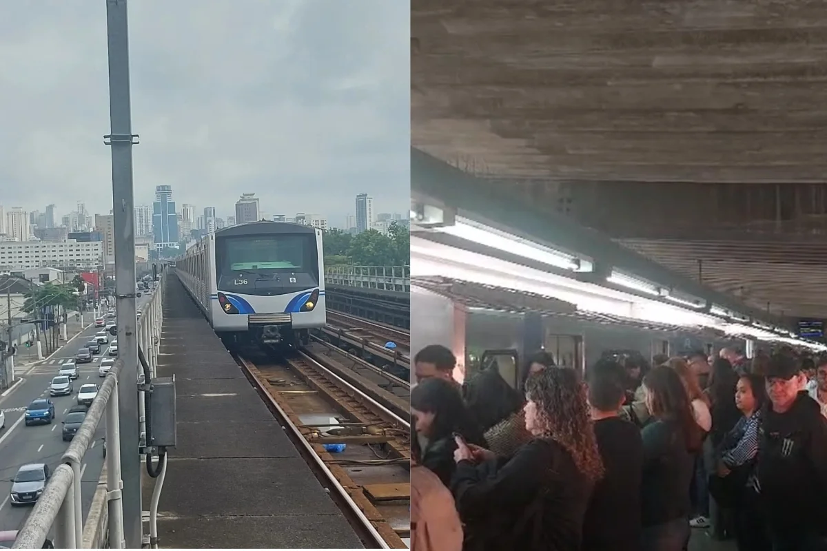 Falha na Linha-Azul do Metrô causa fila de trens e acúmulo de passageiros