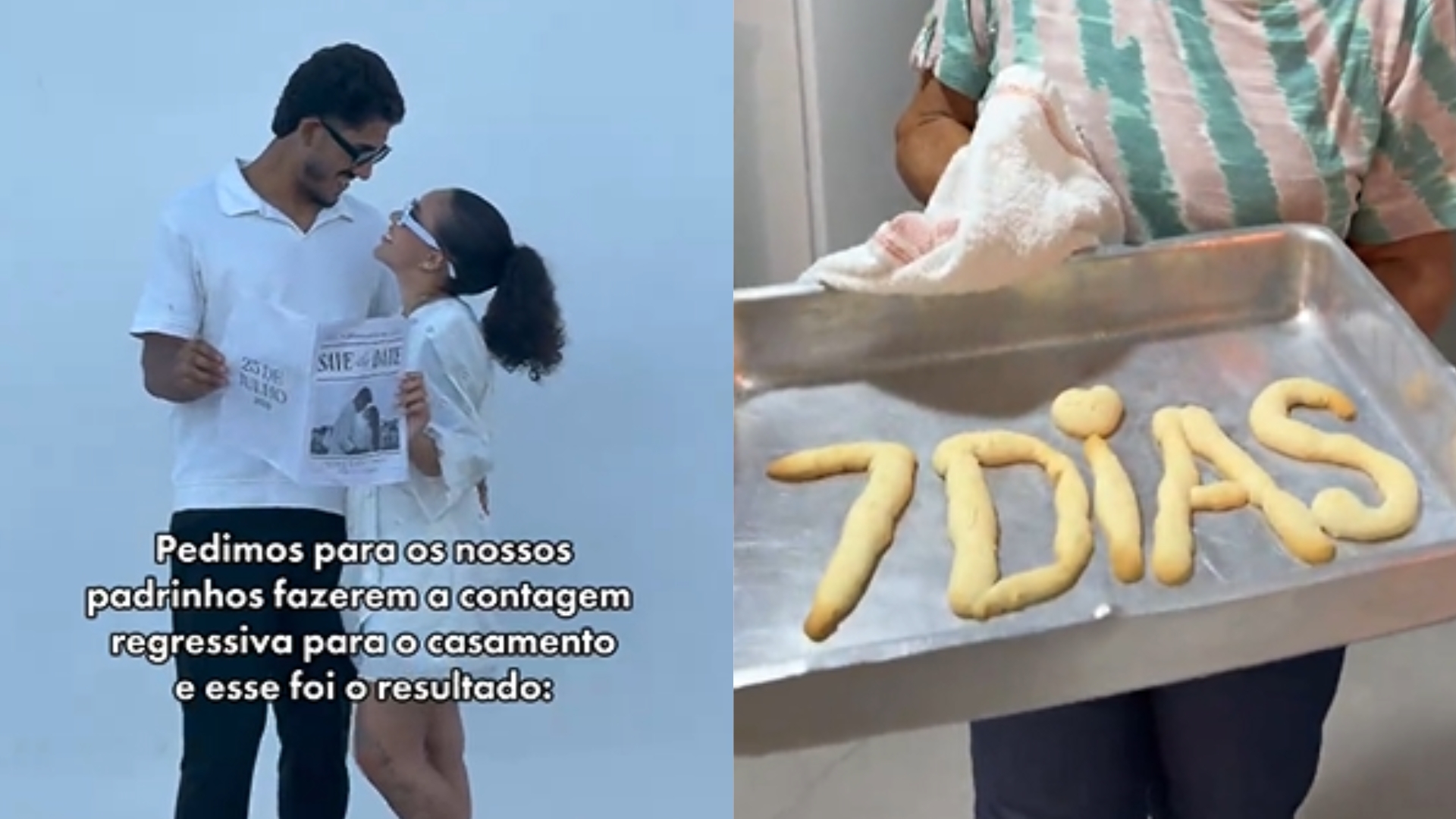 Noiva desafia padrinhos em contagem regressiva para casamento e viraliza