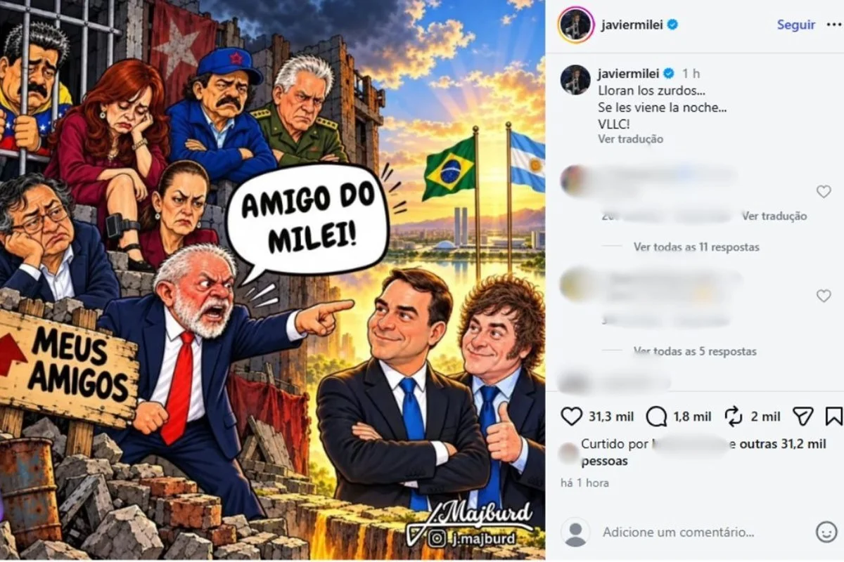 Milei provoca Lula após ser citado em debate: "Esquerdistas choram"